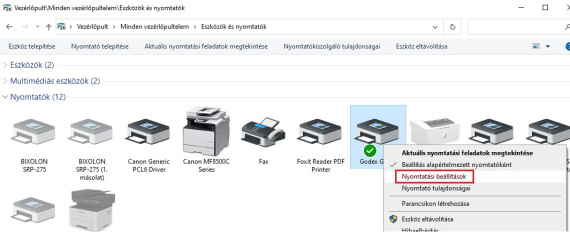 nyomtató beállítások - 1