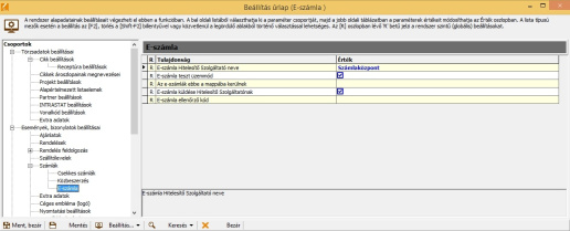 E-számla beállításai